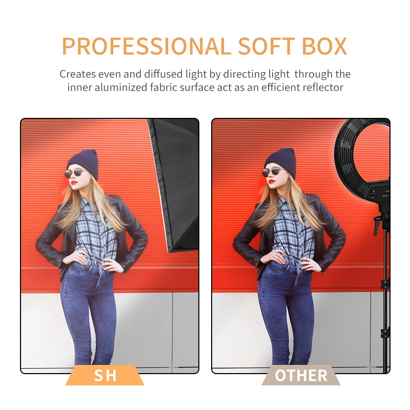 Fotografering Belysning Kit Foto, Max Professionel Studio Kontinuerlig Udstyr med 2 Pærer E27 Sokkel 50cm*70cm Softbox