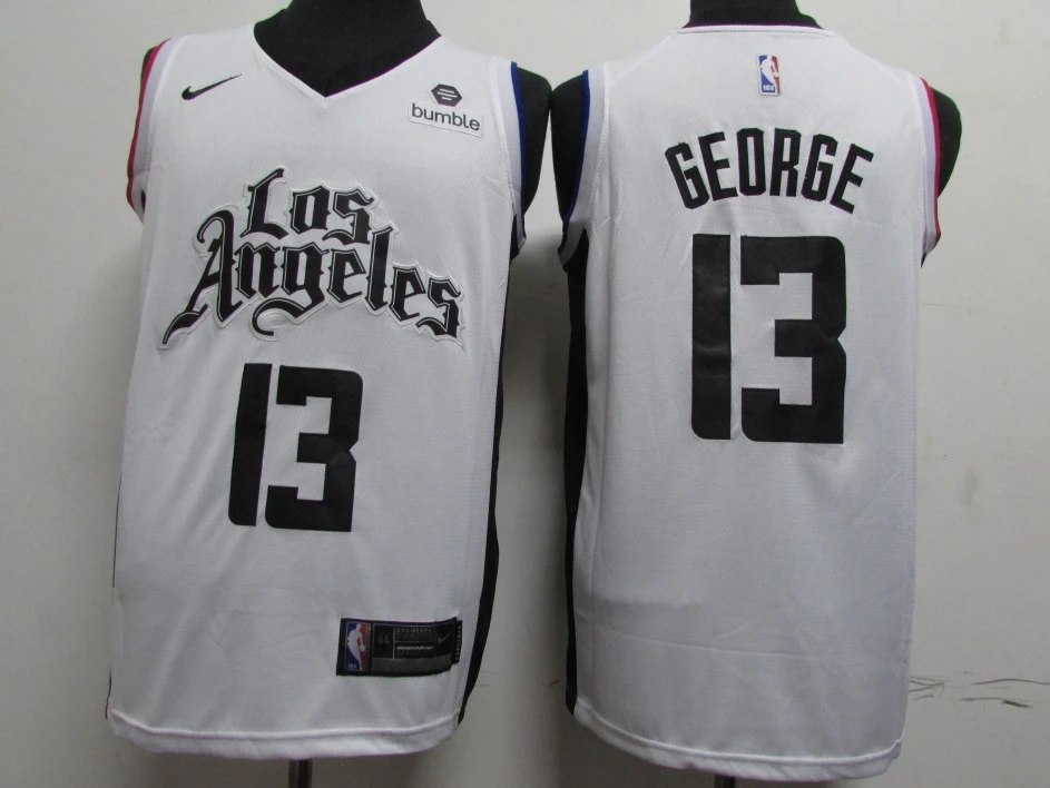 NBA Mænds Los Angeles Clippers #13 George Basketball Trøjer Latin Hvide Trøjer