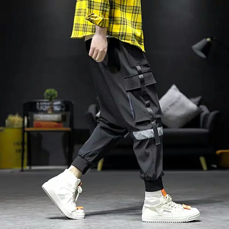 2020 Mænd ' s Harem Bukser Sorte Hip-Hop til Joggere, Multi-lomme Bånd Mand Sweatpants Casual Streetwear Mandlige Cargo Bukser Plus M-5XL