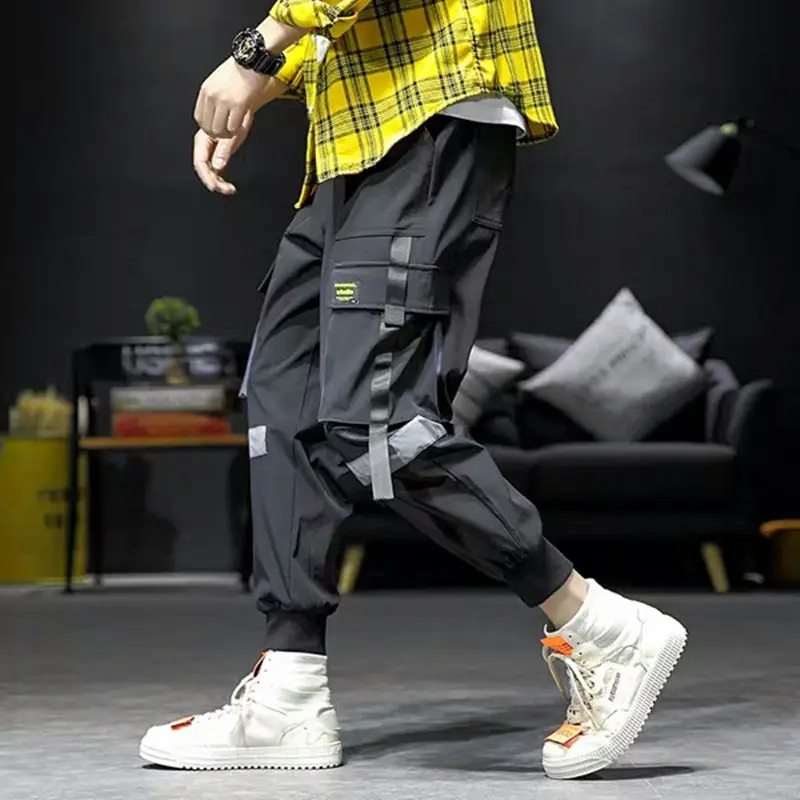 2020 Mænd ' s Harem Bukser Sorte Hip-Hop til Joggere, Multi-lomme Bånd Mand Sweatpants Casual Streetwear Mandlige Cargo Bukser Plus M-5XL
