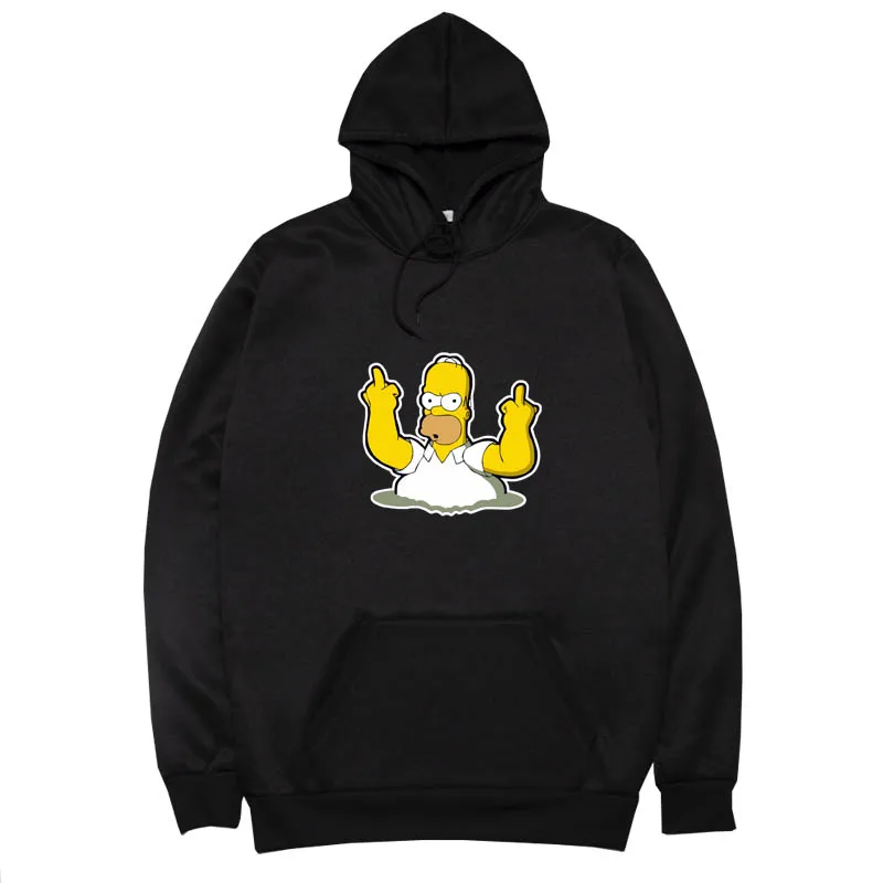 2020 Kawaii Simpsons Unisex Sort Pullover Søde Trykt Drenge Sport Mode Hoodie Sjove Hætte Størrelse XS-4XL