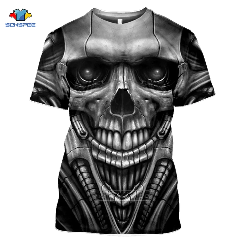 SONSPEE 2020 Ny Heavy Metal Skull T-shirt Punk Rock Oversized T-Shirt Mænd 3D-Print Afslappet O Neck Hip Hop Kort Ærme t-shirts