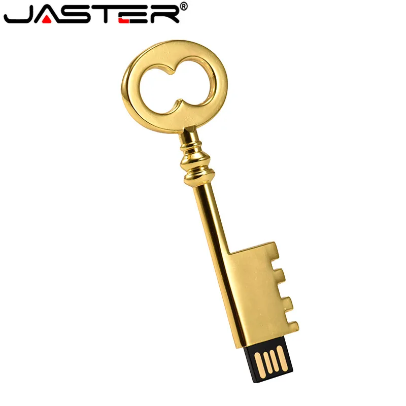 JASTER kreative gold key USB 2.0 usb-Flash-Drev pendrive, 4GB, 8GB, 16GB, 32GB, 64GB memory stick gaver