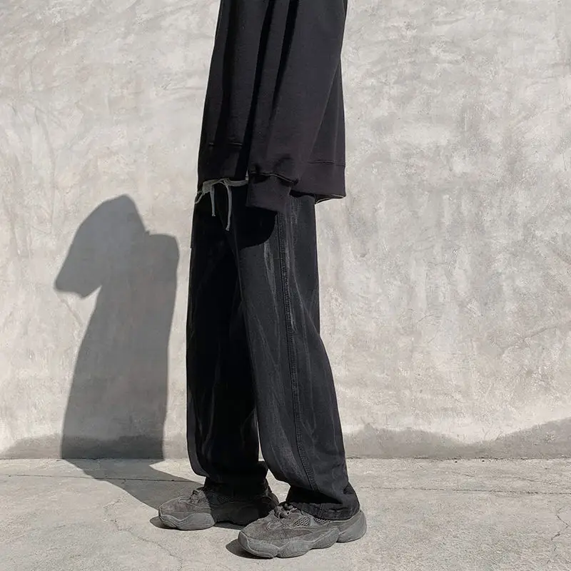 Koreansk Stil Tie-dye Jeans Mænds Mode Afslappet Retro Denim Bukser til Mænd Streetwear Løs Hip-hop Lige Brede ben Jeans Herre