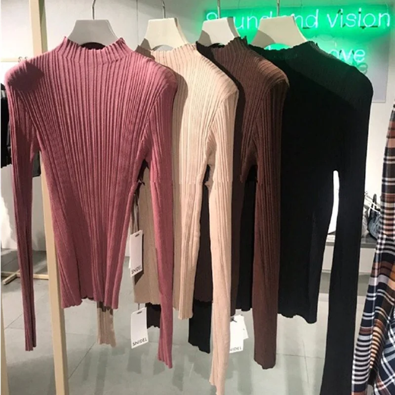2020 efteråret og vinteren ny tråd bunden shirt sød og alsidig pullover slank langærmet sweater kvinder ' s top