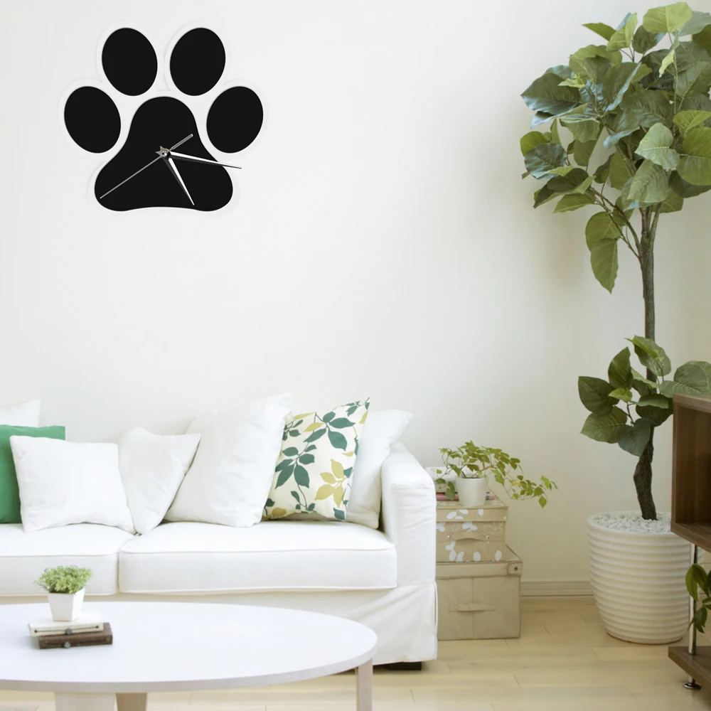 Hund Paw Design Ur Dyr Vægur Moderne Pug Vægur Home Decor Doggy Fod Moderne Kunst På Væggene