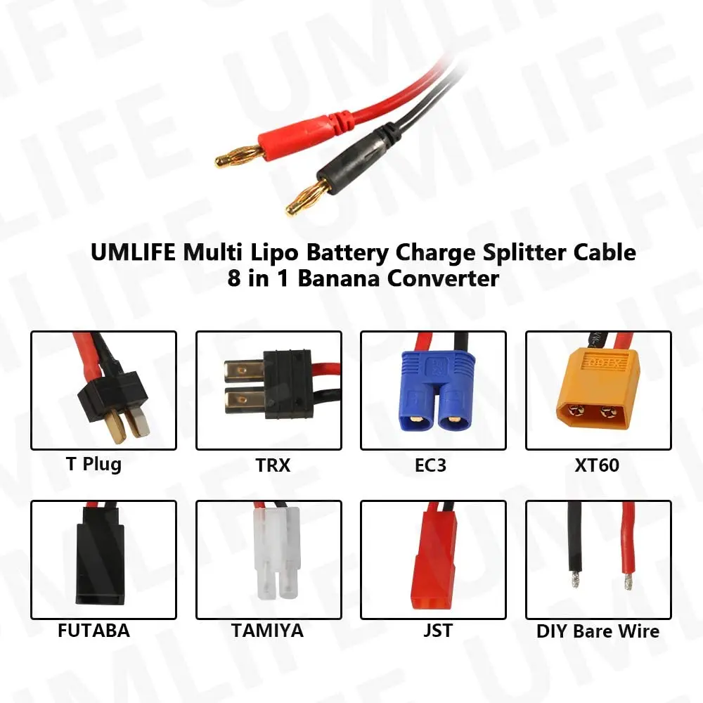 RC Lipo Batteri Oplader Adapter-Stik Splitter Wire 8-i-1 Octopus Konverter Kabel til 4,0 mm Banan Stik Ledning