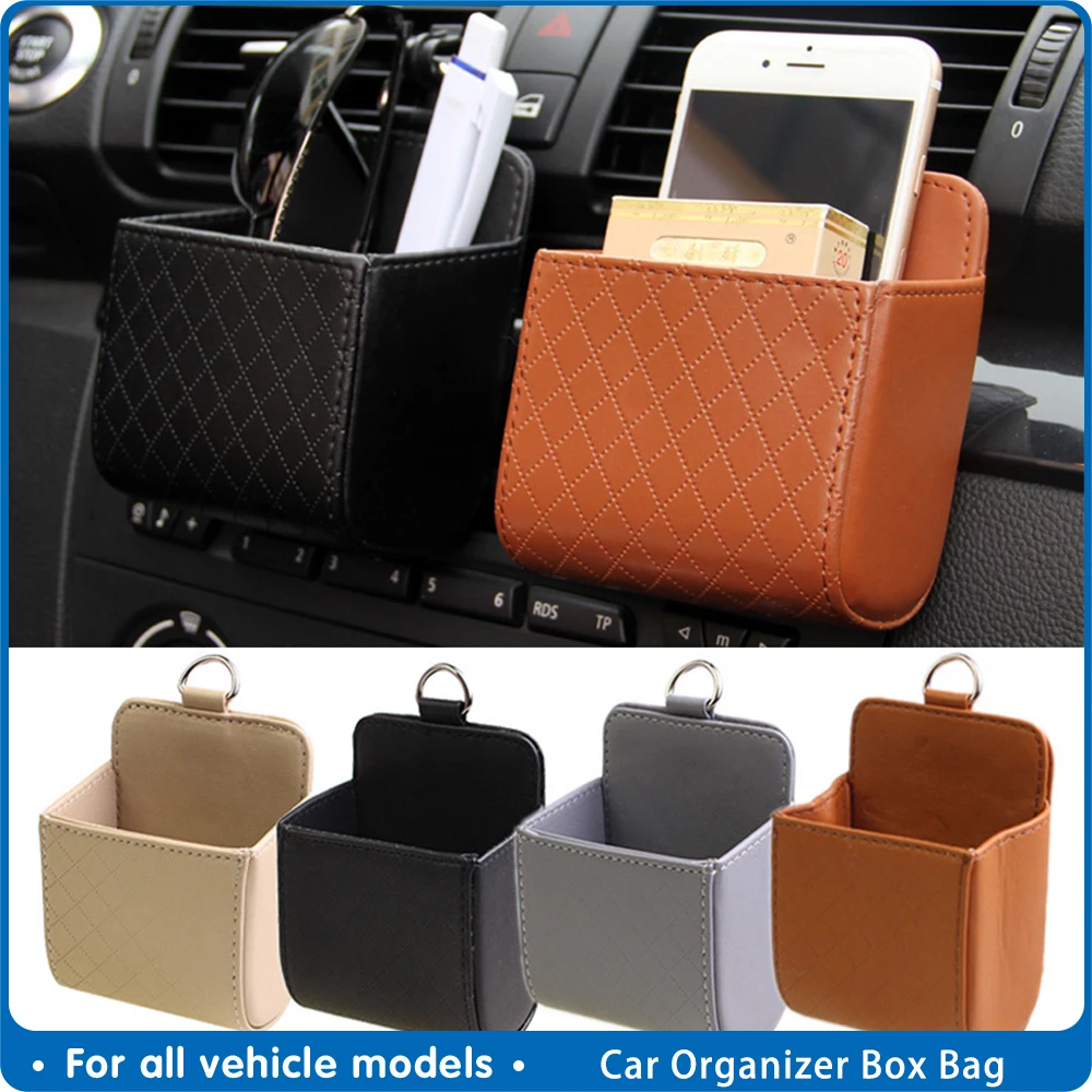 Car Organizer Box Taske Air Outlet Dashboard Hængende Læder Universal Bil Mobiltelefon-Holder I Bil Interiør Tilbehør