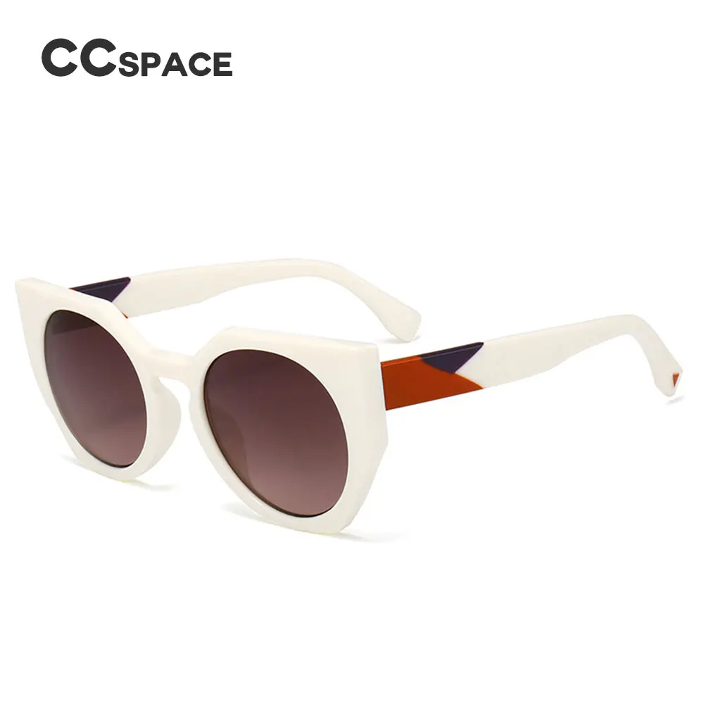 46016 Runde Cat Eye Solbriller Hvid Te For Kvinder CCSPACE Brand Briller Designer Mode Mand Kvinde Nuancer