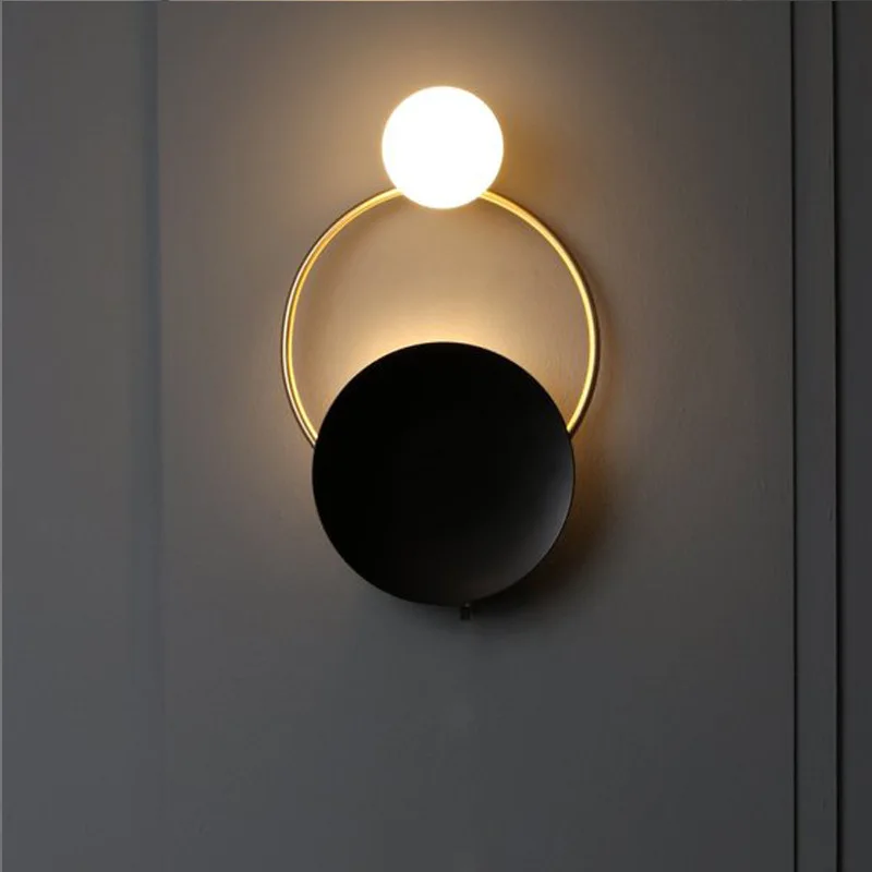 Loft Kobber Ring LED væglampe Soveværelse Sengen Stue Asle Sconce Dekoration Lys Armatur Overflade Mount110-240V
