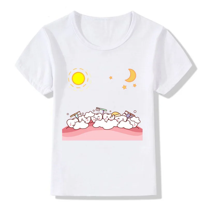 Søde Tand Tegnefilm Print Sjove T-Shirts Piger Kids Sommer Boy Tøj