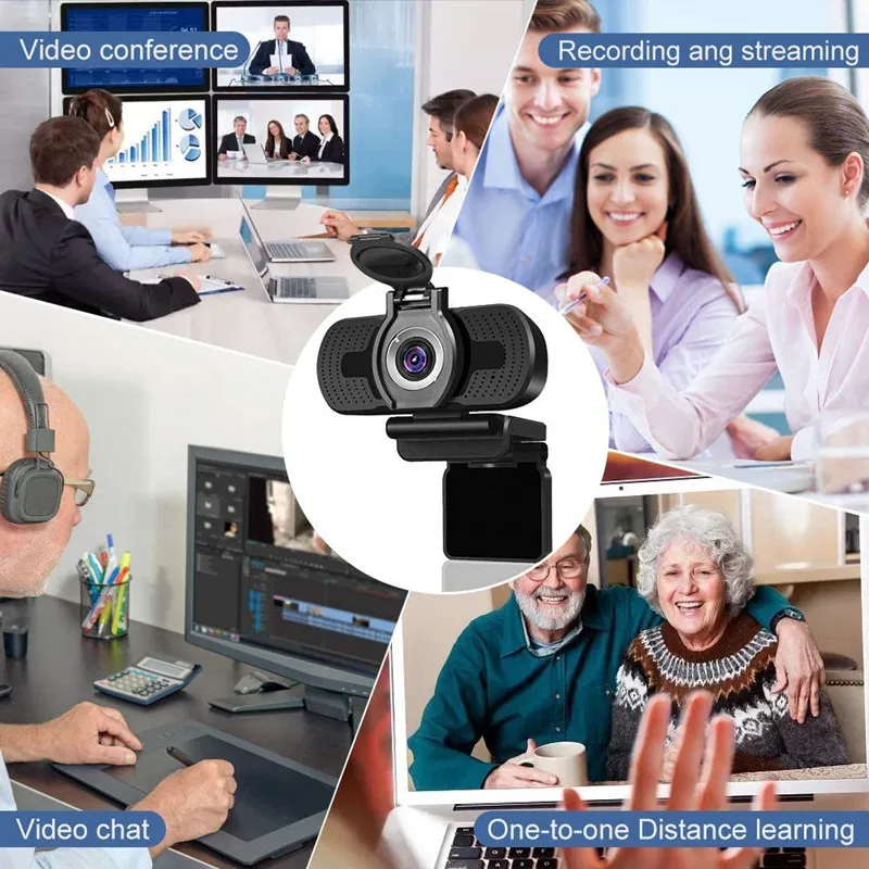 Webcam 1080P Full HD Web-Kamera Med Mikrofon Web Cam 1080p Til PC Mac Laptop, Desktop, YouTube, Skype USB-Camara Web