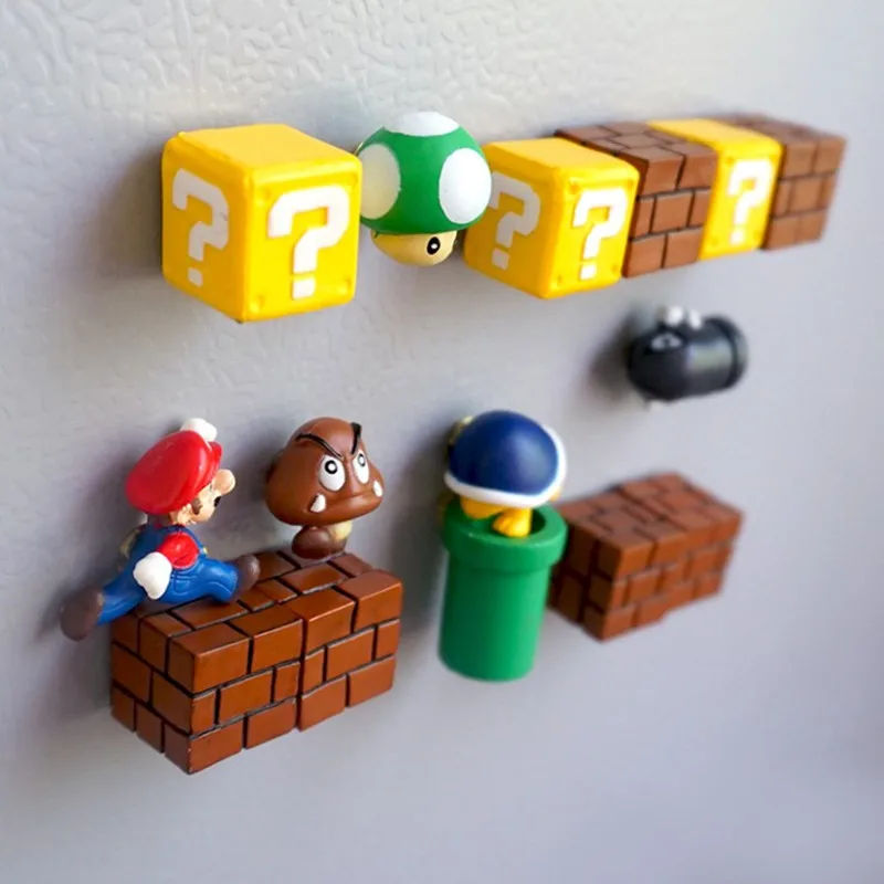 Super Mario Køleskab Magnet boligindretning, Pynt Figurer Barndom Spil Legetøj til Børn Mario Magneter