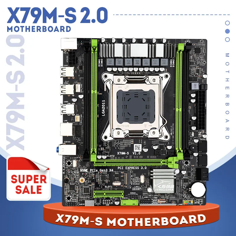X79 bundkort USB2.0 PCI-E 16X LGA2011 M-ATX X79M-S 2.0 bundkort NVME M. 2 SSD støtte REG ECC-hukommelse og Xeon E5-processor