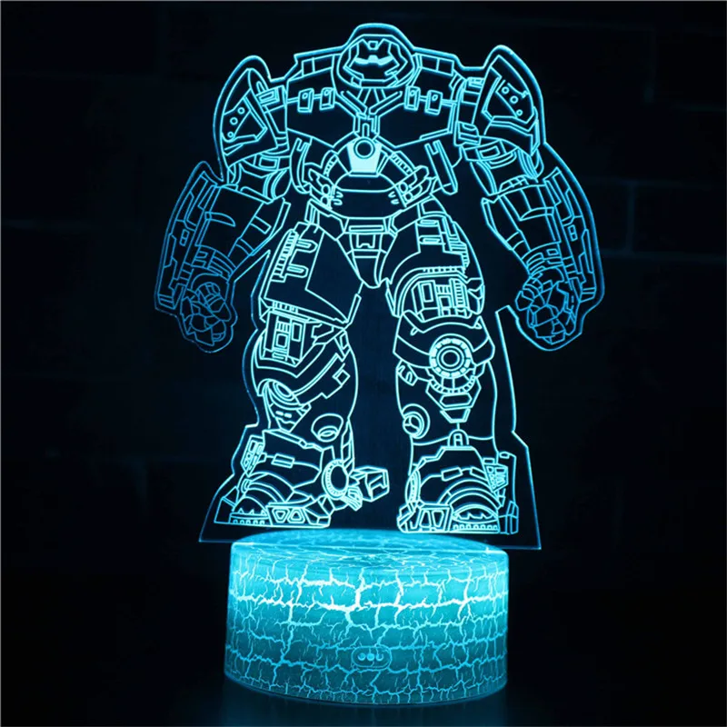 Marvel Super Hero Iron Man Figur 3D LED Nat Lys Avengers Rustning Ironman LED 3d Akryl Bord Lampe Børn Børn Gaver