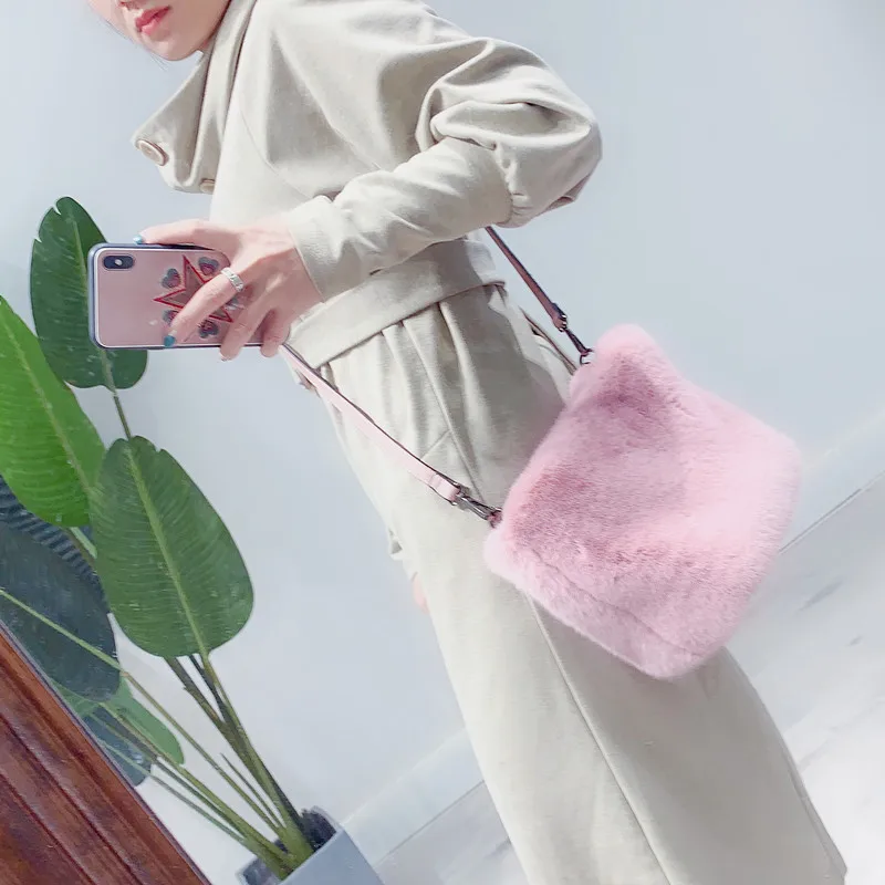 Ny Mode Pels, Plys-Mine Damer Spand Pose, Solid Farver I Høj Kvalitet Kvinders Messenger Bag Luksuriøse Designer-Kvindelige Håndtasker Bolsa