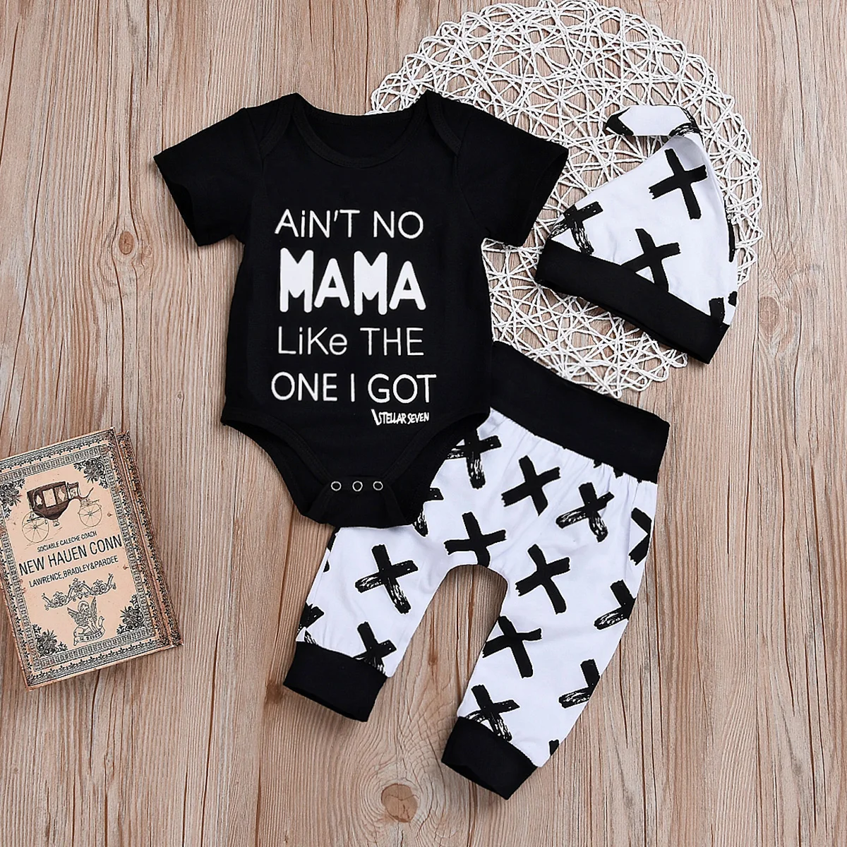 Pudcoco Boy Tøj UK Nyfødte Baby Drenge Tøj MAMA Print Sparkedragt+ Casual Bukser+Hat Tøj Sæt