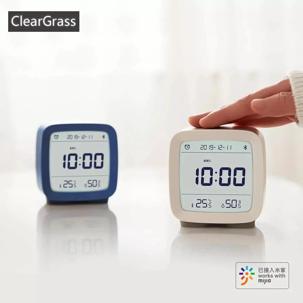 På lager Youpin Cleargrass Bluetooth Vækkeur smart Temperatur, Luftfugtighed Display LCD-Skærm Justerbar Nightlight