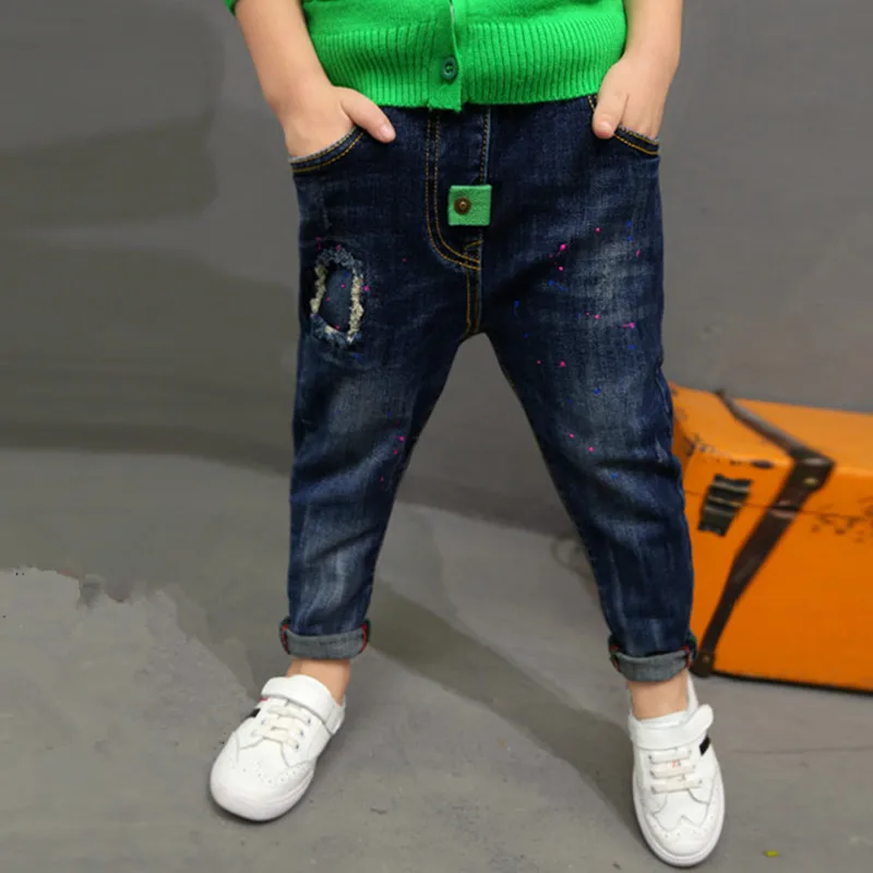 Detailhandel i Foråret og efteråret bukser Boy ' s jeans, børn stilfulde mode Lappe jeans. Egnet : 3 4 5 6 7 8 9 10 11 12 13 14 år