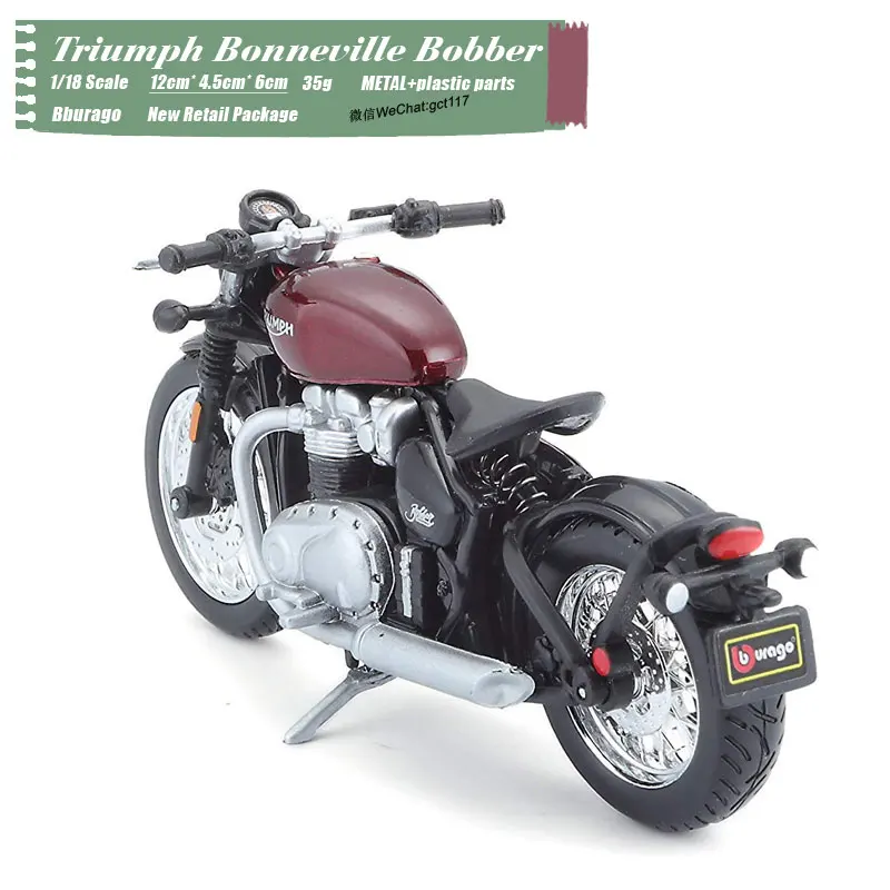 RD Skala 1/18 Motorcykel Model Legetøj Triumph Bonneville Bobber Trykstøbt Metal Motorcykel Model Legetøj Til Gave,Børn,Indsamling