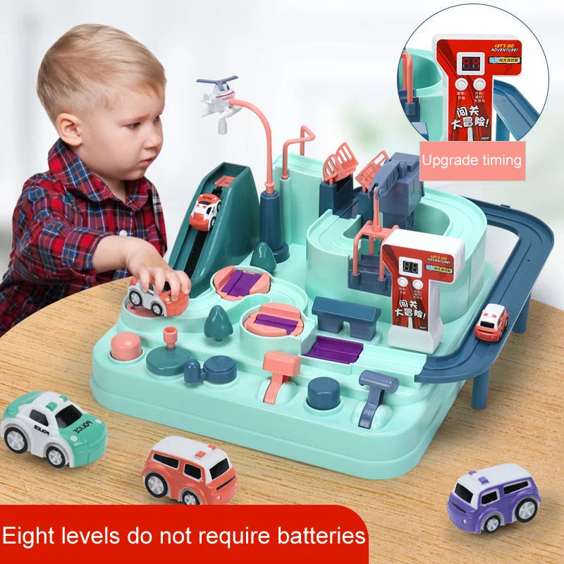 Børn Eventyr Toy Bil Eventyr Haste Gennem Tolden Spil Kids-Sporet Jernbane Bil Kombination Inerti Train Control Tower