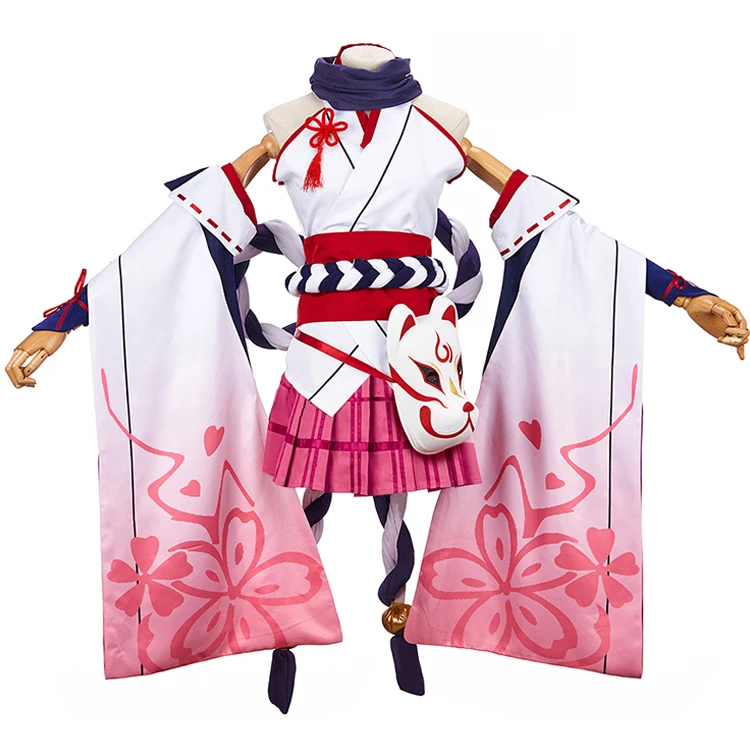 Anime Honkai Effekt 3 Yae Sakura Uniform Cosplay Kostume Til Kvinder Honkai Effekt 3 Cosplay Kostume Halloween, H og paryk
