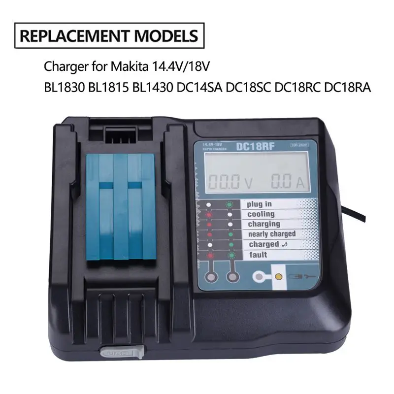 14,4 V 18V Li-Ion Batteri Oplader Spænding Strøm Digitalt Lcd-Display Til Makita Dc18Rf Bl1830 Bl1815 Bl1430 Dc14Sa Dc18Sc Dc18