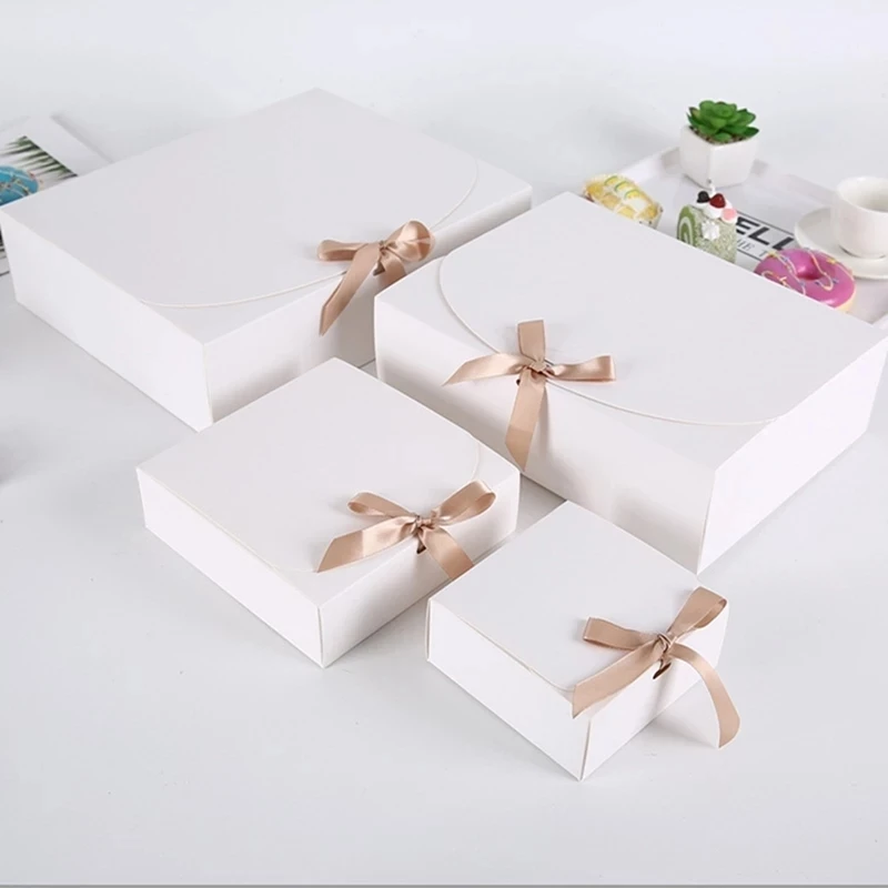 5Pcs Hvid Kraftpapir gaveæske Håndlavet Slik, Chokolade Cookie opbevaringsboks Part Forsyninger Tøj Opbevaring Til Fødselsdag