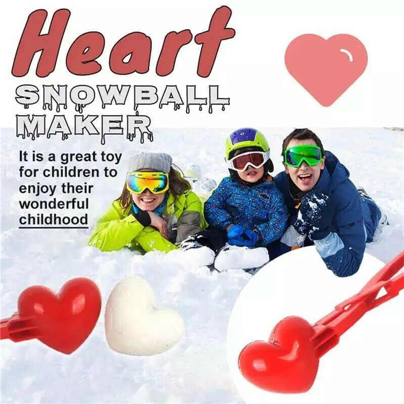 Hjerteformet Snowball Maker Klip Plast Vinter Sand Bolden Skimmel Hjertet Snowball Klemme Snowball Maker Klip Vinter Sne Legetøj Til Børn