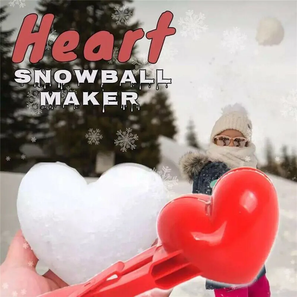 Hjerteformet Snowball Maker Klip Plast Vinter Sand Bolden Skimmel Hjertet Snowball Klemme Snowball Maker Klip Vinter Sne Legetøj Til Børn