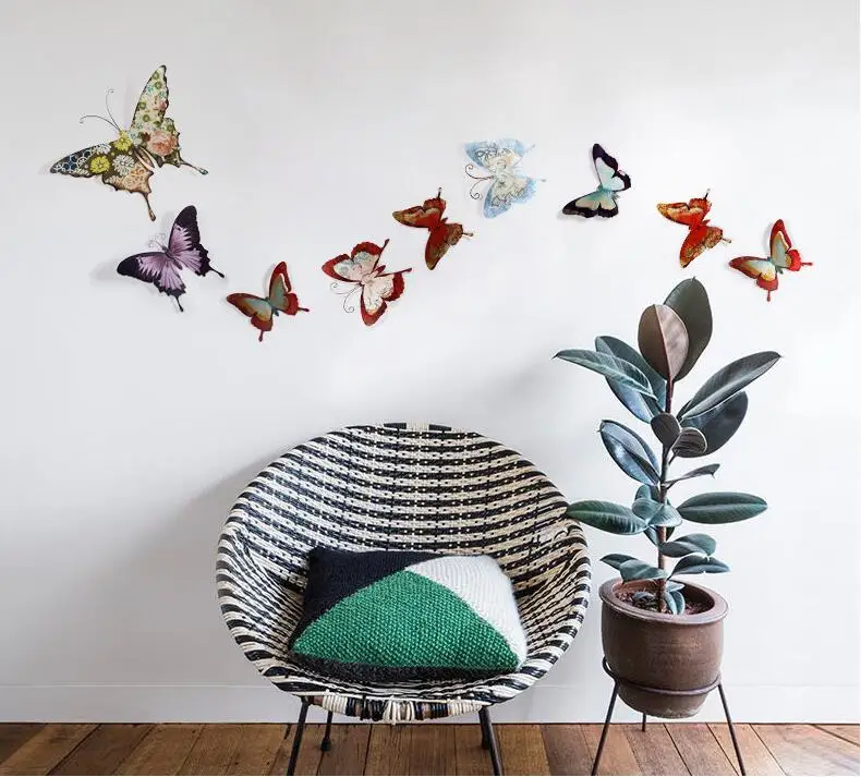 Moderne 3D-Smedejern Simulering Butterfly Håndværk Dekoration Hjem i Stuen Baggrund Væggen Hængende Ornamenter Hotel Vægmaleri