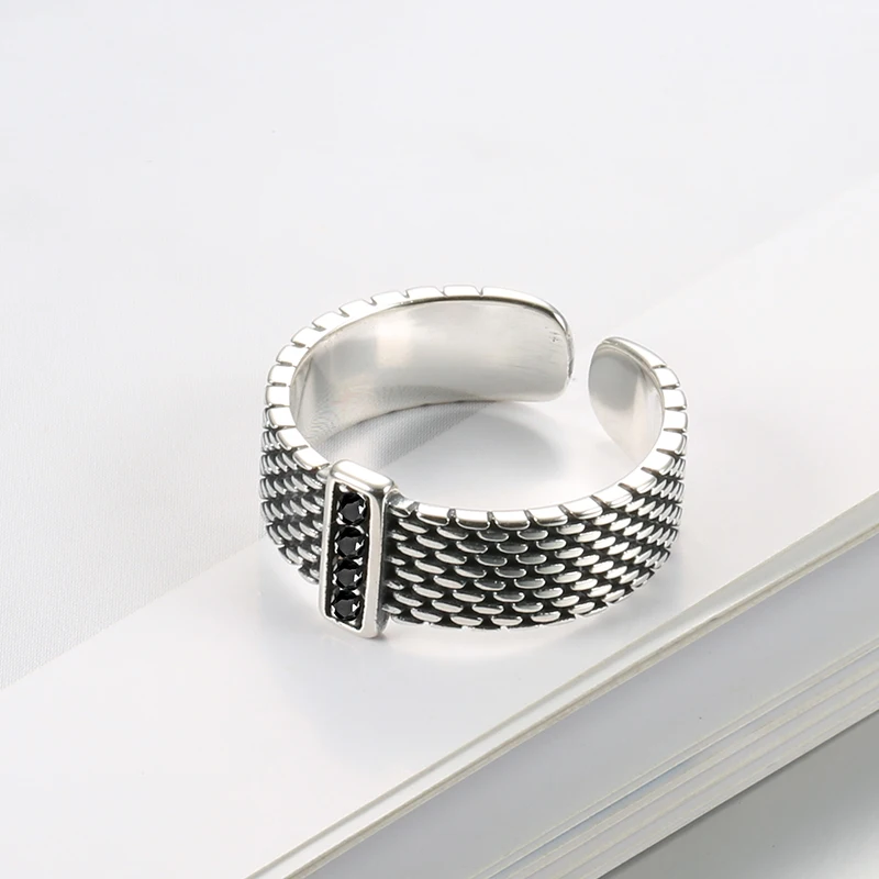 Kinel 2020 Ny Simpel 925 Sterling Sølv Fine Smykker Engagement Sort Spinel Runde Engagement Retro Ring For Kvinder