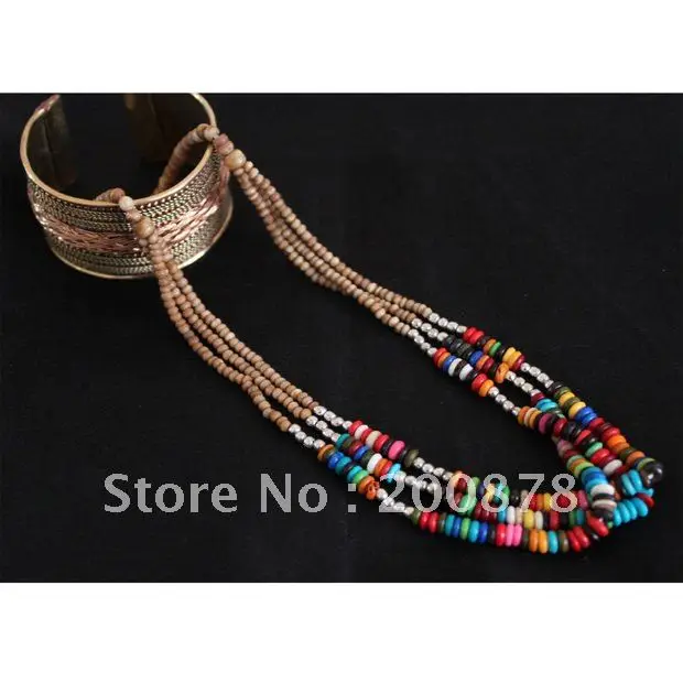 Tibetansk Halskæde Farverige Yak Knogle Multi Erklæring Mini Perle Necklace18 cm for Piger TNL322