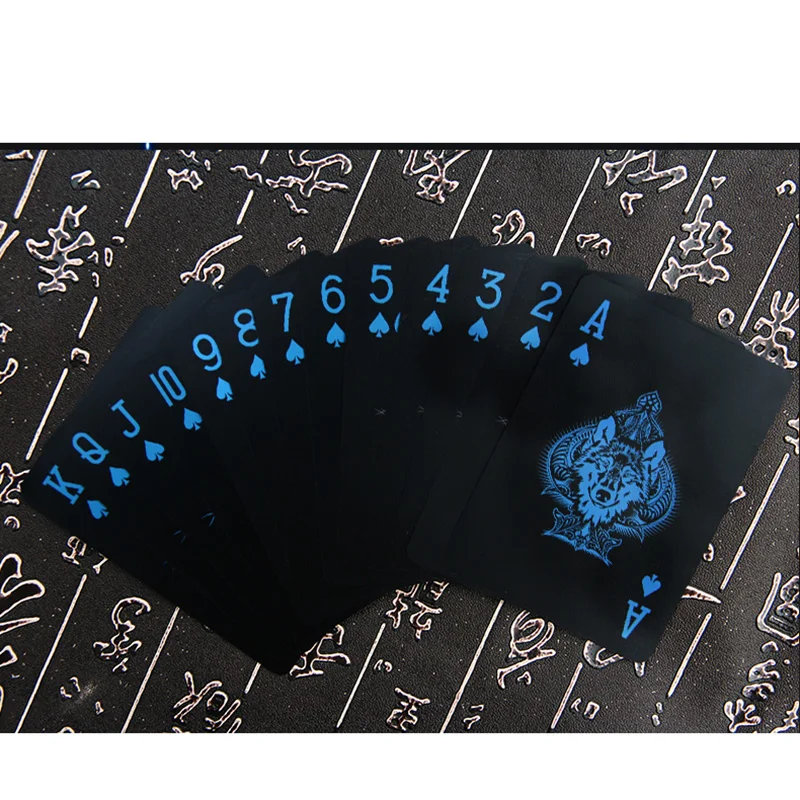 Wolf/Roser Style Poker Kort Matteret Vandtæt PVC Poker Spillekort Holdbar Sort Magi Poker Indsamling Spil