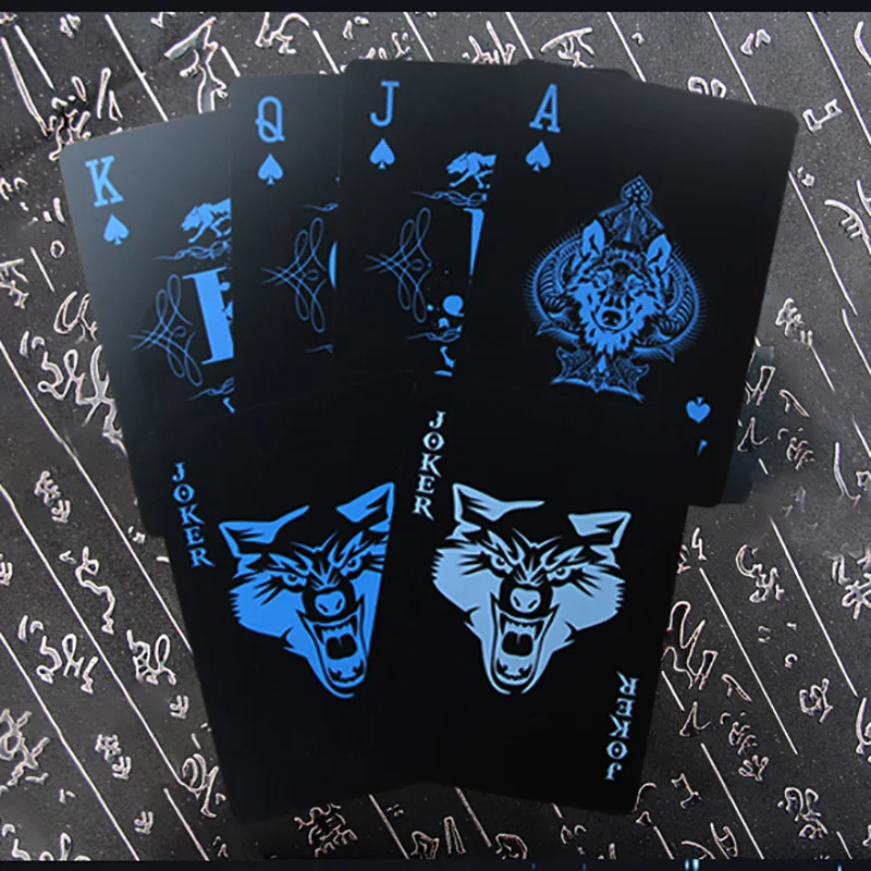Wolf/Roser Style Poker Kort Matteret Vandtæt PVC Poker Spillekort Holdbar Sort Magi Poker Indsamling Spil