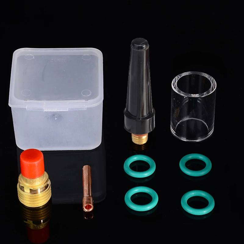 8stk/set 2,4 mm Holdbar TIG-Svejsning Fakkel Stumpet Tig Gas Linse #10 Pyrex Glas Cup-Kit til WP-9/20/25 3/32