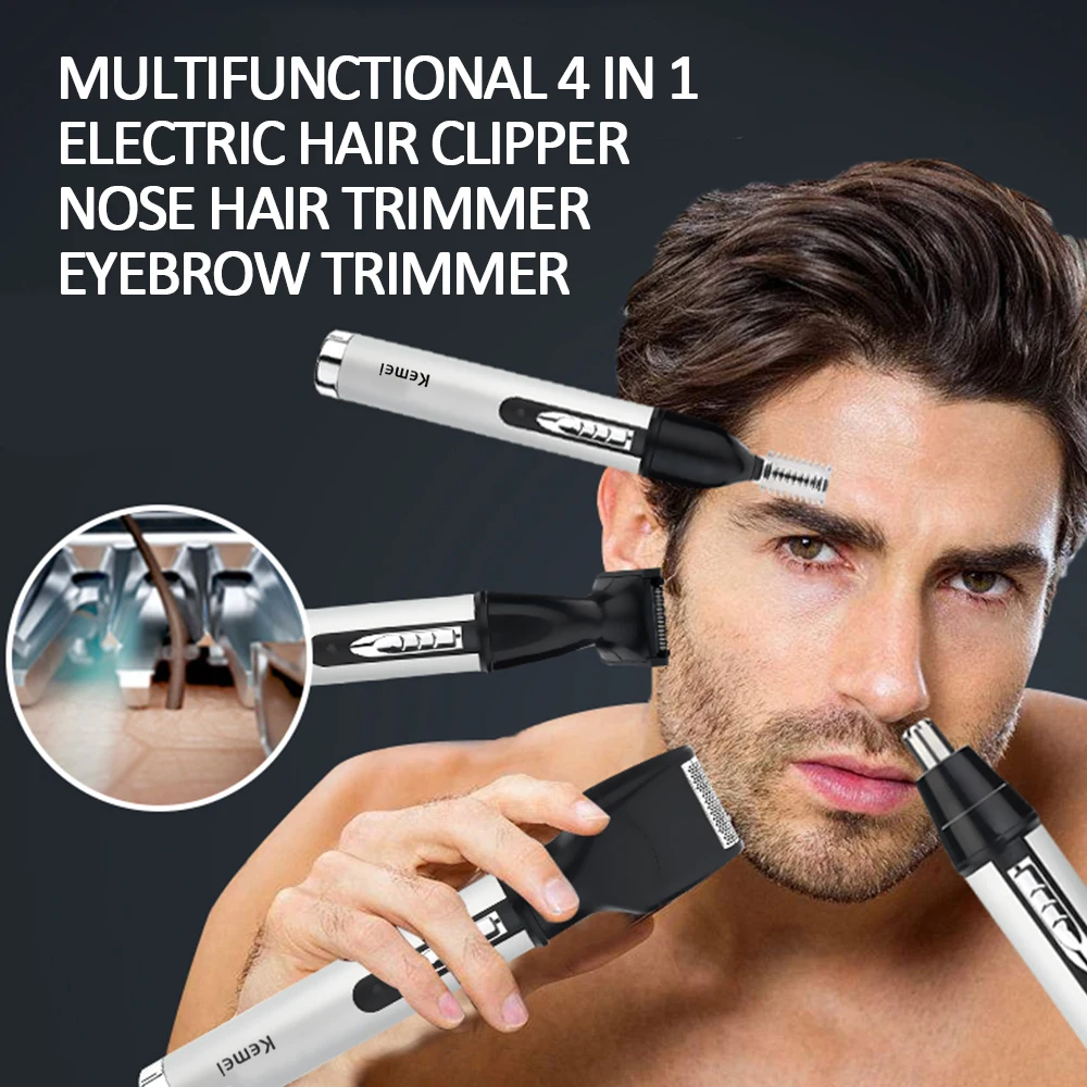 4 in1 Elektriske Øre-Næse-Trimmer til Mænds Shaver Genopladelige hårfjerning Øjenbryn Trimeren Sikre Varig Face Care Tool Kit EU