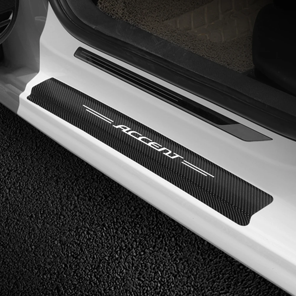 Bil Døren Plade Carbon Fiber Protector Mærkat For Hyundai Accent Auto Dørtærskel Protector Dør Karmen Scuff Vagt Tilbehør