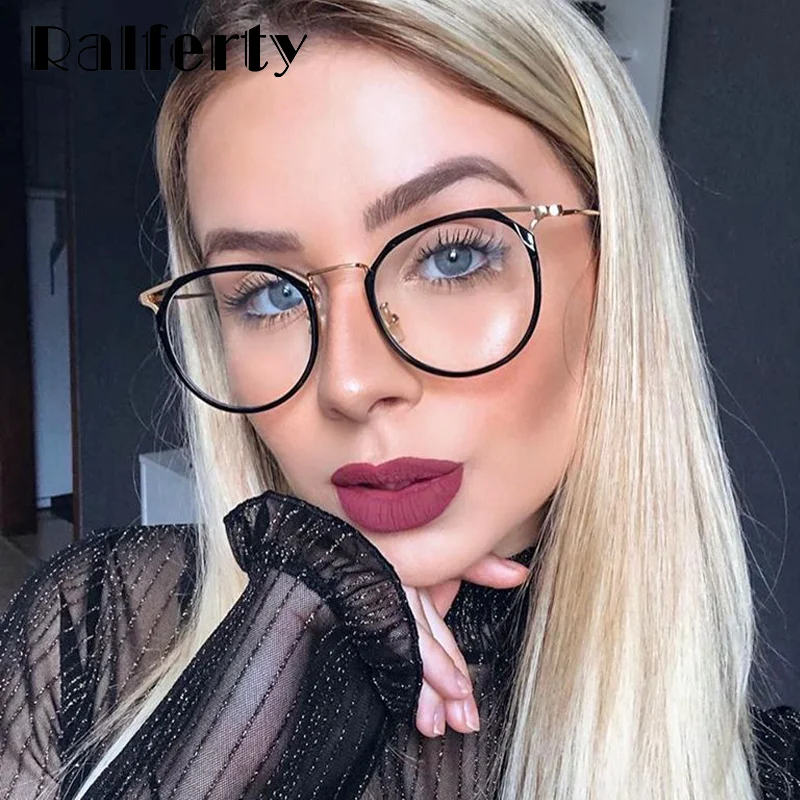 Ralferty 2020 Luksus Recept Klare Glas Kvinder Crystal Optiske Briller Ramme Kvinder Cat Eye Briller Forestilling F95578