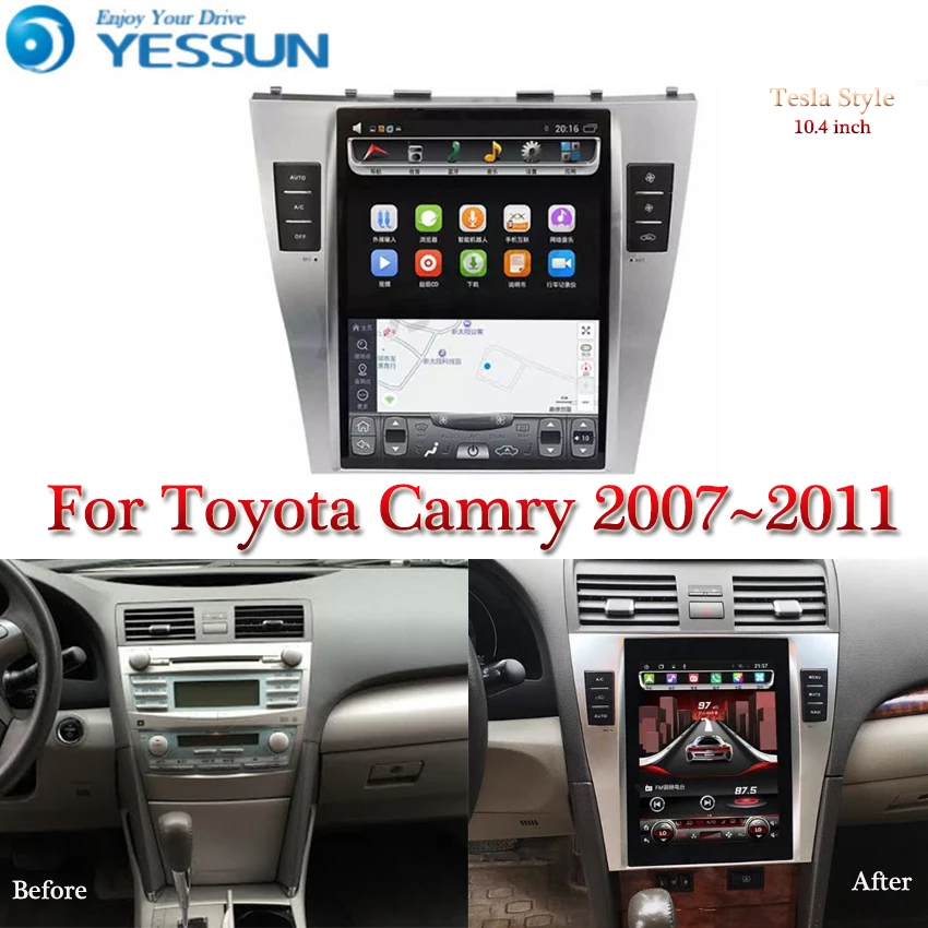 Tesla skærmen For Camry XV40 2007~2011 Bil Android Multimedia-Afspiller 10.4 tommer Bil Radio stereo Lyd GPS-Navigation