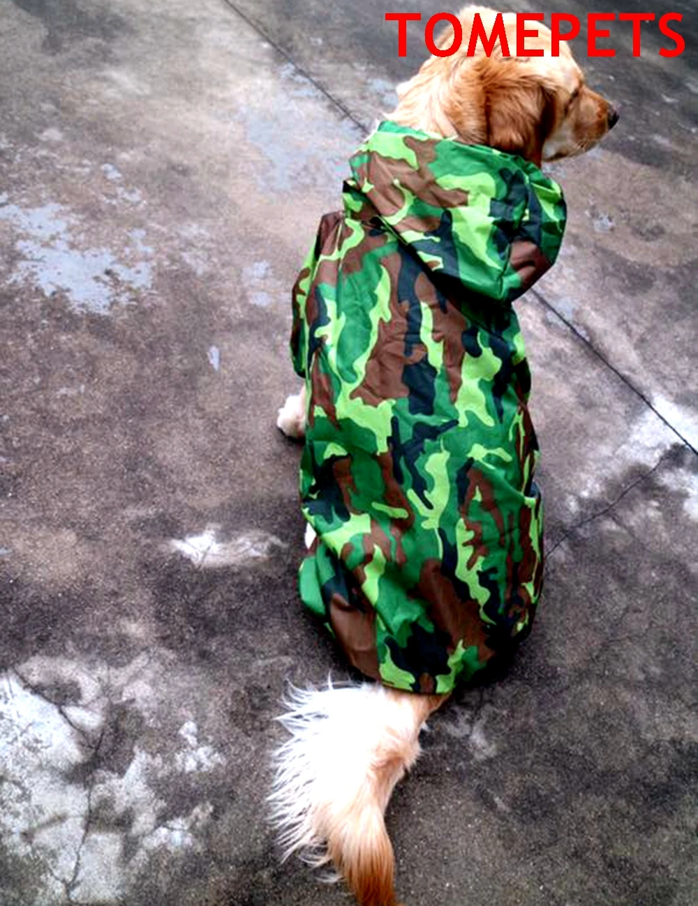 TOMEPETS camouflage super stor Hund regnjakke letvægts vandtæt fire-ærme poncho golden-retriever regn jakke regntøj