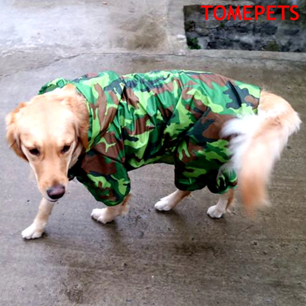 TOMEPETS camouflage super stor Hund regnjakke letvægts vandtæt fire-ærme poncho golden-retriever regn jakke regntøj