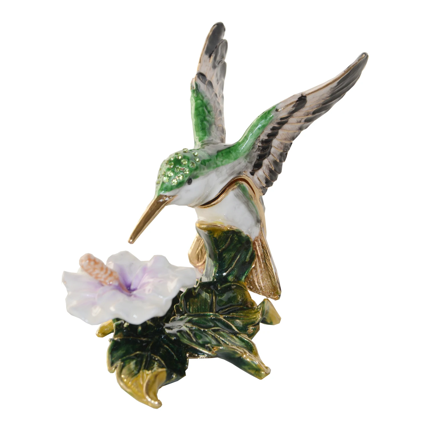Metallegering forgyldt smykker smykke box Kolibri i Blomst hjem ornamenter gave til hende tin, figur box