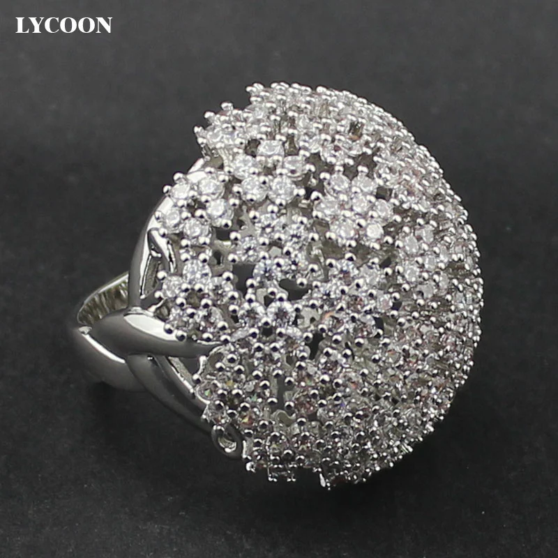 LYCOON Hot salg hvid Østrigske CZ elegant Krystal forlovelsesringe i sølv belagt luksus cubic Zirconia gren indstilling kvinder ring