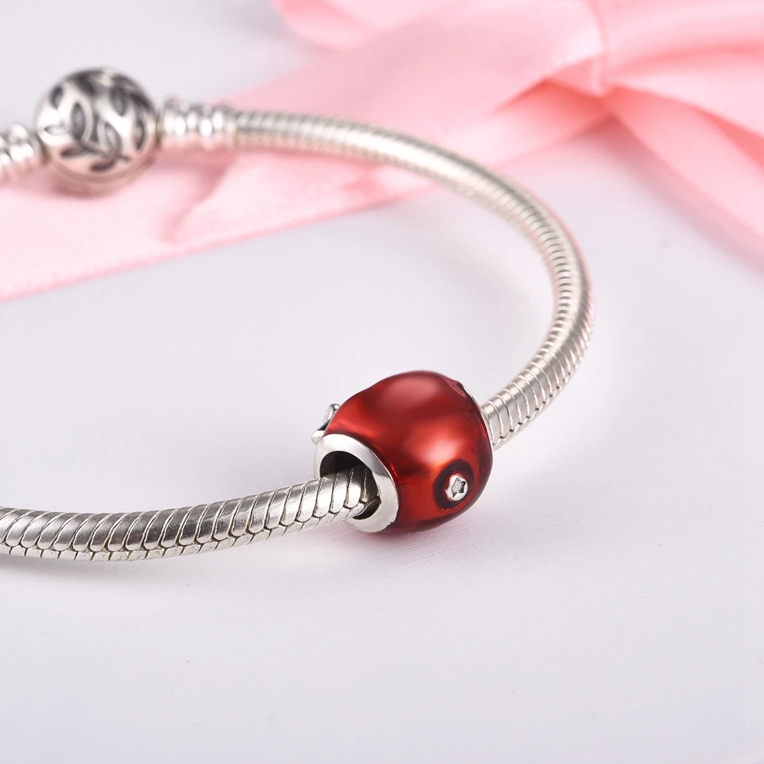 DALARAN Sterling Sølv 925 Rød Emalje Apple Perler Passer Charme Armbånd til Kvinder Smykker at Gøre Julegaver