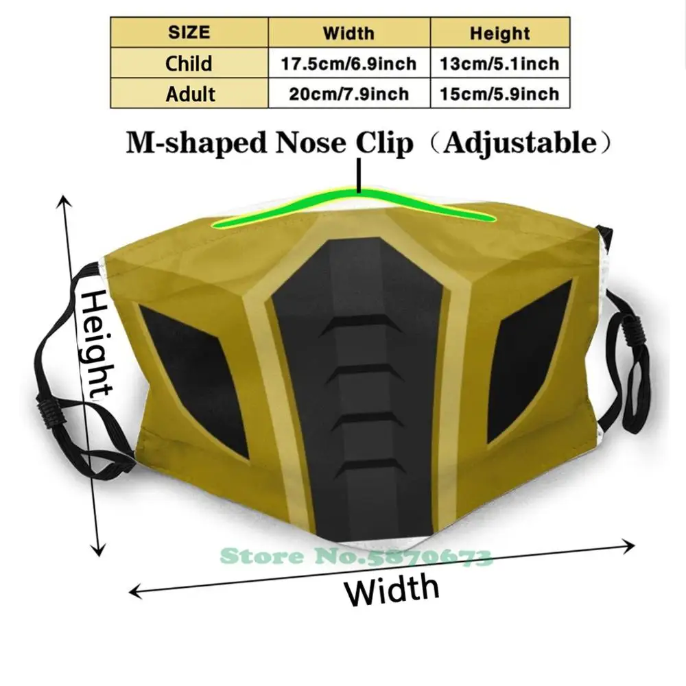 Enkel Scorpion Maske 11 Anti Støv Ansigtsmaske Vaskbart Filter Genanvendelige