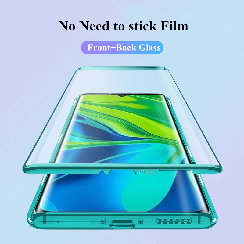 Magnetisk cover Til Xiaomi Mi Note 10 Pro Tilfælde Dobbelt Side Glas Kofanger Stødsikkert Tilbage Dække For Xiaomi Mi Note 10 CC9 Pro Sag