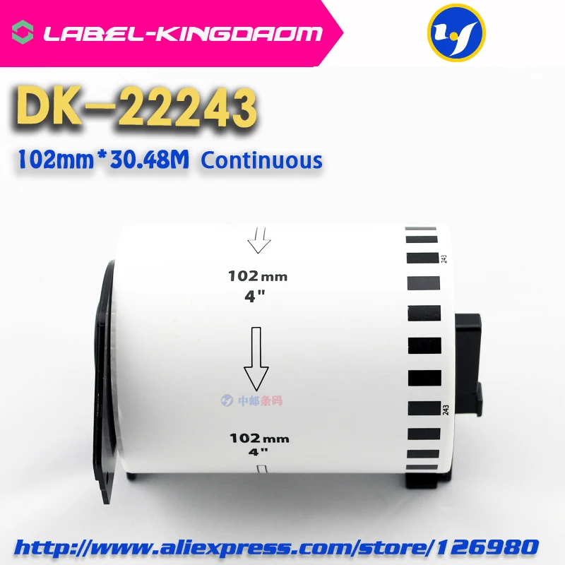 5 Refill Ruller Kompatibel DK-22243 Label 102mm*30.48 M Kontinuerlig Kompatible Brother QL-1060 Label Printer Hvide Papir DK2243
