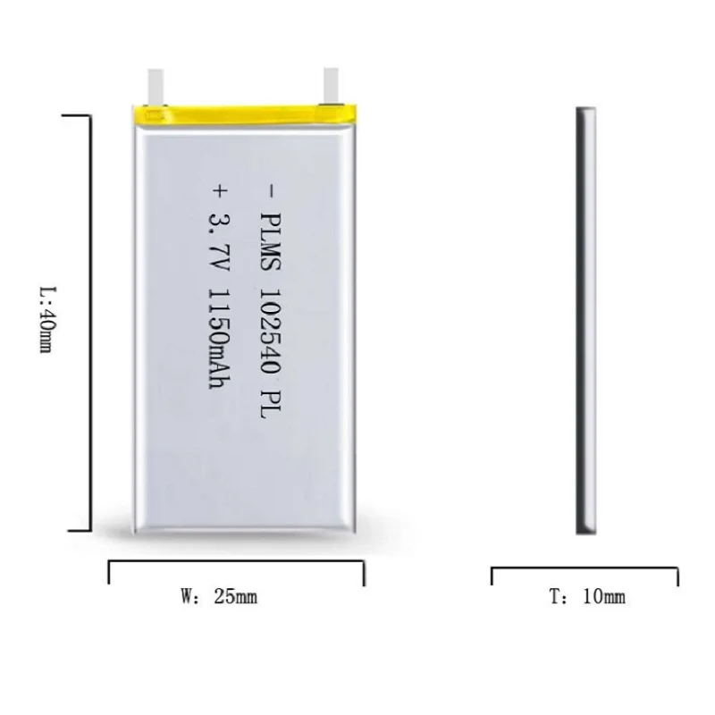 102540 1150mAh 3,7 V Li Genopladeligt Lithium-Polymer Batterier til LED-Lys, Lamper Elektroniske Produkter