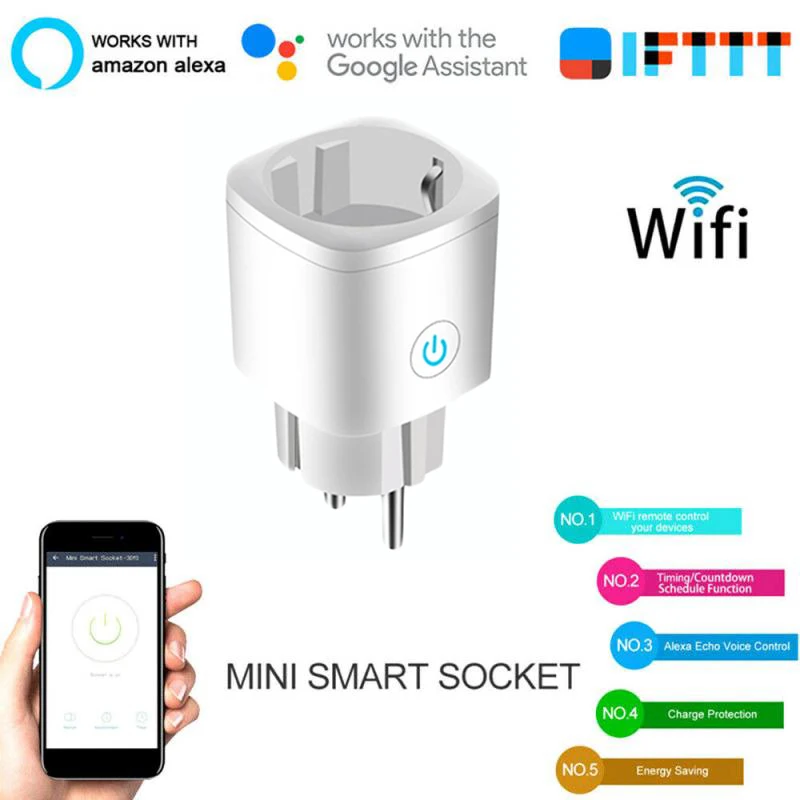 Smart Plug WiFi Socket EU-16A Magt Overvåge Timing Funktion Tuya SmartLife APP IFTTT Kontrol Arbejder Med Alexa, Google Startside Tuya